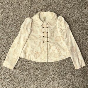 Elevenses Anthropologie Latte Art Velvet Victorian Puff Slv Jacket Size 2